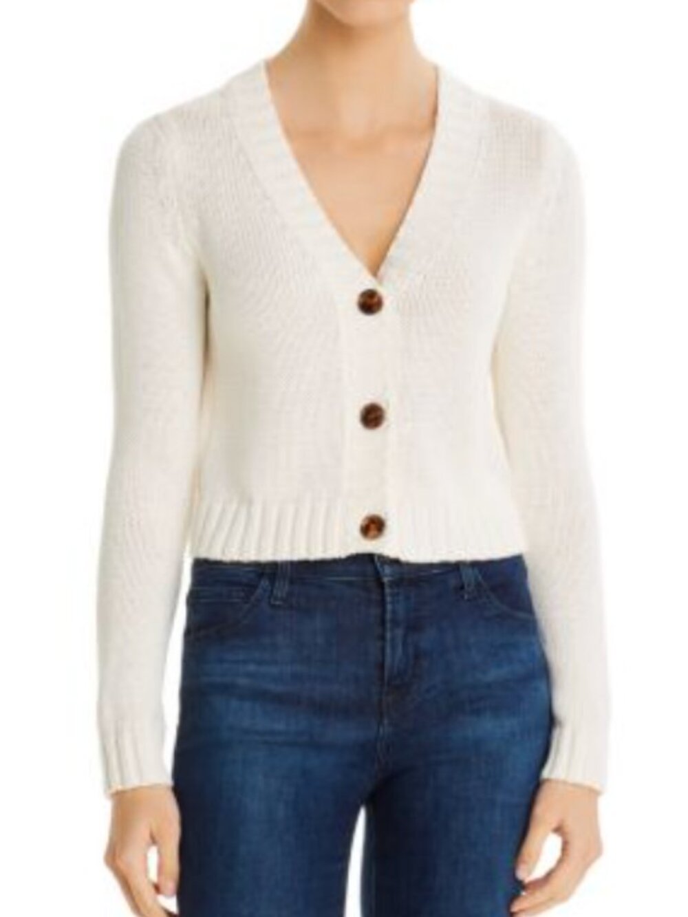 525 America Cropped V-Neck Cardigan Chunky Knit Front Button Closure Size L